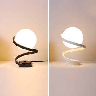 Simple Spiral Accent Globe Glass White Table Lamp Zawala Image - 10