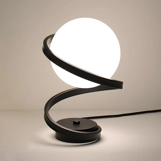 Simple Spiral Accent Globe Glass White Table Lamp Zawala Image - 11