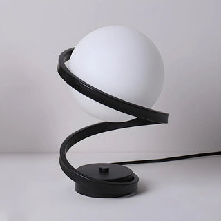 Simple Spiral Accent Globe Glass White Table Lamp Zawala Image - 12