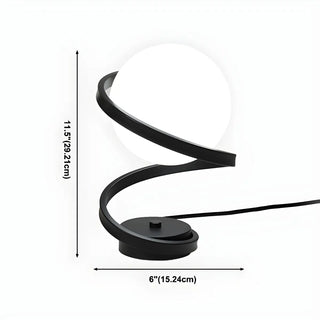 Simple Spiral Accent Globe Glass White Table Lamp Zawala #size
