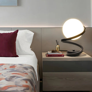 Simple Spiral Accent Globe Glass White Table Lamp Zawala Image - 2