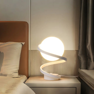 Simple Spiral Accent Globe Glass White Table Lamp Zawala Image - 3