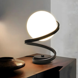 Simple Spiral Accent Globe Glass White Table Lamp Zawala Image - 4