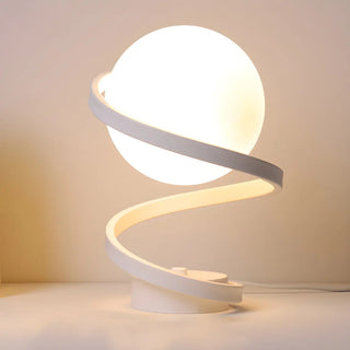 Simple Spiral Accent Globe Glass White Table Lamp Zawala Image - 5