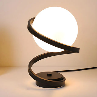 Simple Spiral Accent Globe Glass White Table Lamp Zawala Image - 6