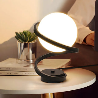 Simple Spiral Accent Globe Glass White Table Lamp Zawala Image - 7