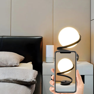 Simple Spiral Accent Globe Glass White Table Lamp Zawala Image - 8