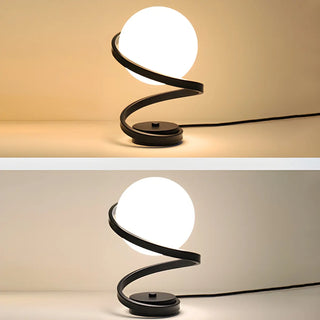Simple Spiral Accent Globe Glass White Table Lamp Zawala Image - 9