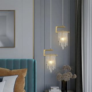 ZOWALA - Artistic Bedroom Gold Frame Clear Glass Pendant Light Image - 1
