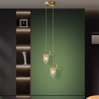 ZOWALA - Artistic Bedroom Gold Frame Clear Glass Pendant Light Image - 4