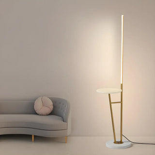 Simple Gold Linear and Side Table Metal Floor Lamp Zawala Image - 1