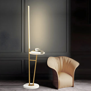 Simple Gold Linear and Side Table Metal Floor Lamp Zawala Image - 2