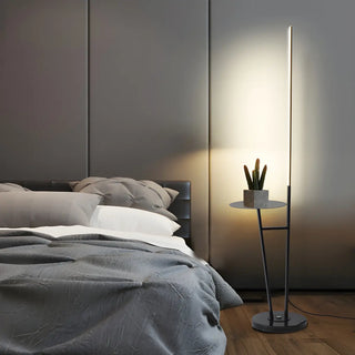 Simple Gold Linear and Side Table Metal Floor Lamp Zawala Image - 3