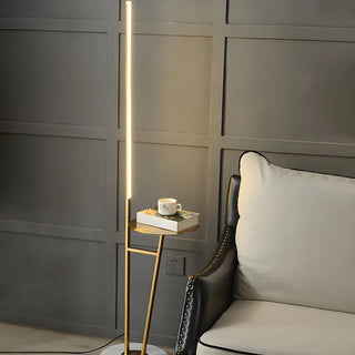 Simple Gold Linear and Side Table Metal Floor Lamp Zawala Image - 4
