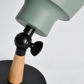 Simple Cone Metal Shade Wood Bedroom Wall Light Gray Image - 19