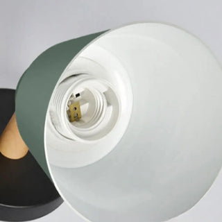 Simple Cone Metal Shade Wood Bedroom Wall Light Gray Image - 20