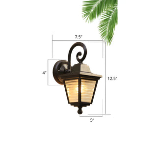 ZOWALA - Simple Trapezoid Lantern Ribbed Glass Shade Wall Light #size