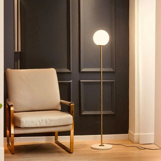 ZOWALA - Globe Modern Standing Marble Base Gold Floor Lamp Image - 1