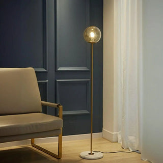 ZOWALA - Globe Modern Standing Marble Base Gold Floor Lamp Image - 10