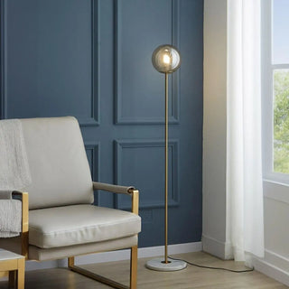 ZOWALA - Globe Modern Standing Marble Base Gold Floor Lamp Image - 11