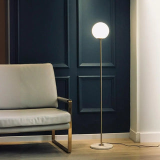 ZOWALA - Globe Modern Standing Marble Base Gold Floor Lamp Image - 2