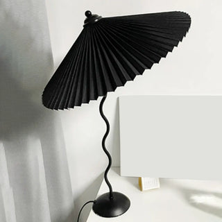 Simple Black Conical Pleated Shade Metal Table Lamp Zawala Image - 3