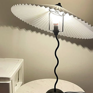 Simple Black Conical Pleated Shade Metal Table Lamp Zawala Image - 4