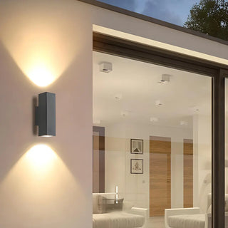 Simple Rectangular Metal Exterior Up Down Wall Sconce Zawala Image - 1
