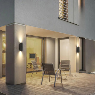 Simple Rectangular Metal Exterior Up Down Wall Sconce Zawala Image - 3