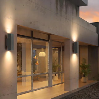 Simple Rectangular Metal Exterior Up Down Wall Sconce Zawala Image - 4
