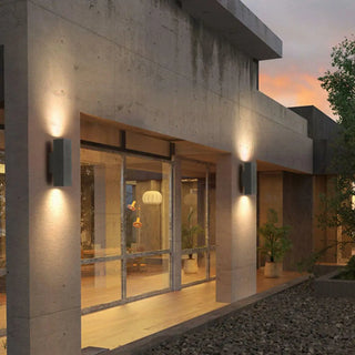 Simple Rectangular Metal Exterior Up Down Wall Sconce Zawala Image - 6