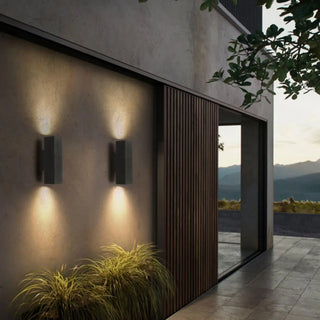 Simple Rectangular Metal Exterior Up Down Wall Sconce Zawala Image - 7
