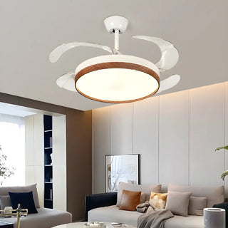 Simple Retractable LED Round Ceiling Fan with Light Zawala Image - 3