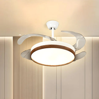 Simple Retractable LED Round Ceiling Fan with Light Zawala Image - 4
