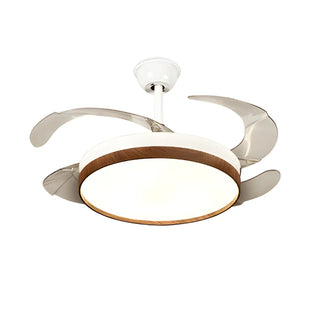 Simple Retractable LED Round Ceiling Fan with Light Zawala Image - 6
