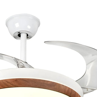 Simple Retractable LED Round Ceiling Fan with Light Zawala Image - 7