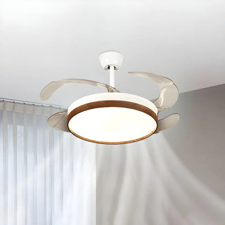 Simple Retractable LED Round Ceiling Fan with Light Zawala Image - 8