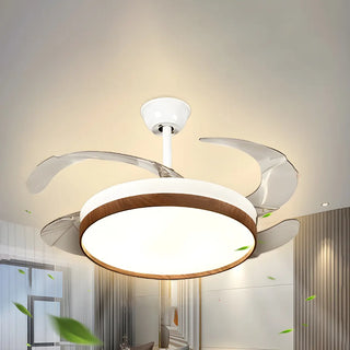 Simple Retractable LED Round Ceiling Fan with Light Zawala Image - 9