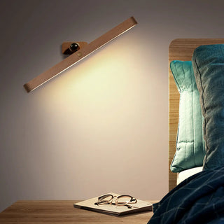 Rotatable Simple Bedroom Wooden Oval LED Vanity Light Zawala Image - 1