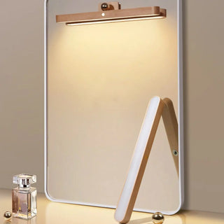 Rotatable Simple Bedroom Wooden Oval LED Vanity Light Zawala Image - 3