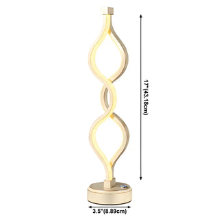 Modern Simple Spiral Gold Finish Ambient LED Table Lamp Zawala #size