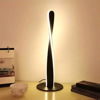 Stylish Simple Twisted Metal LED Bedside Table Lamp Zawala Image - 2