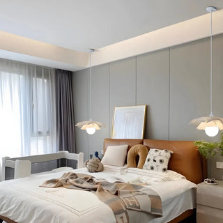 ZOWALA - Elegant White Acrylic Flower Curved Bedroom Pendant Light Image - 10
