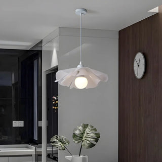 ZOWALA - Elegant White Acrylic Flower Curved Bedroom Pendant Light Image - 4