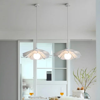 ZOWALA - Elegant White Acrylic Flower Curved Bedroom Pendant Light Image - 9
