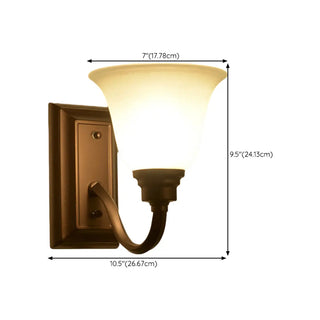 ZOWALA - Simple Frosted Bell Glass Bronze Vanity Sconce Light #size