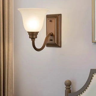 ZOWALA - Simple Frosted Bell Glass Bronze Vanity Sconce Light Image - 2