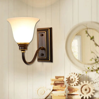 ZOWALA - Simple Frosted Bell Glass Bronze Vanity Sconce Light Image - 3