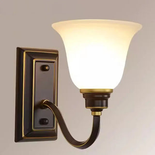 ZOWALA - Simple Frosted Bell Glass Bronze Vanity Sconce Light Image - 4