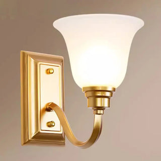 ZOWALA - Simple Frosted Bell Glass Bronze Vanity Sconce Light Image - 6